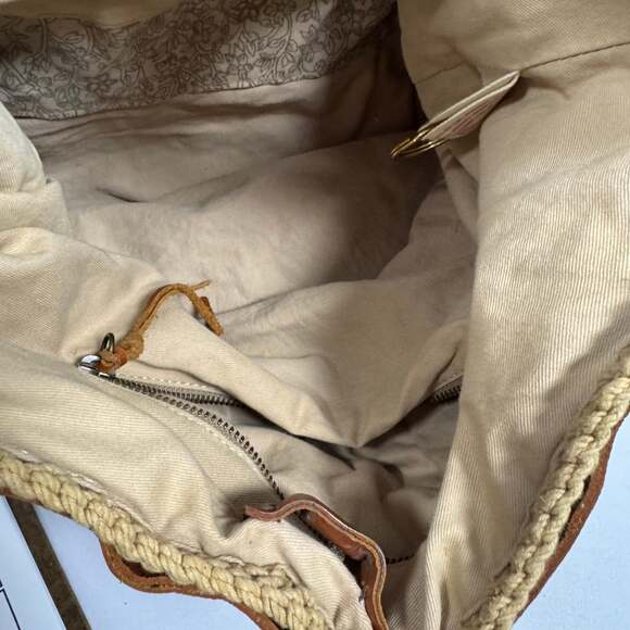 Lucky Brand Woven Jute & Leather Boho Shoulder Bag Purse - Picture 14 of 15